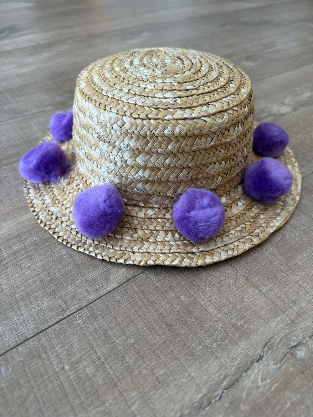 Picolli Principi Kids Straw Pom-Pom Sun Hat - Purple